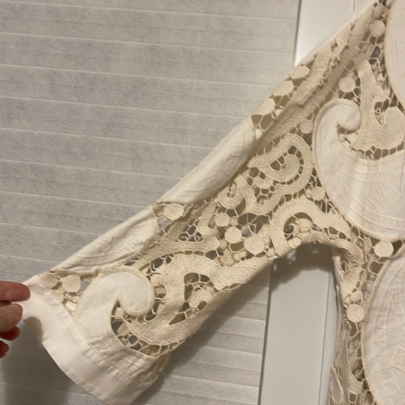 NWT ettitwa by Anthropologie Ivory Jacket with detailing size large - Picture 2 of 6